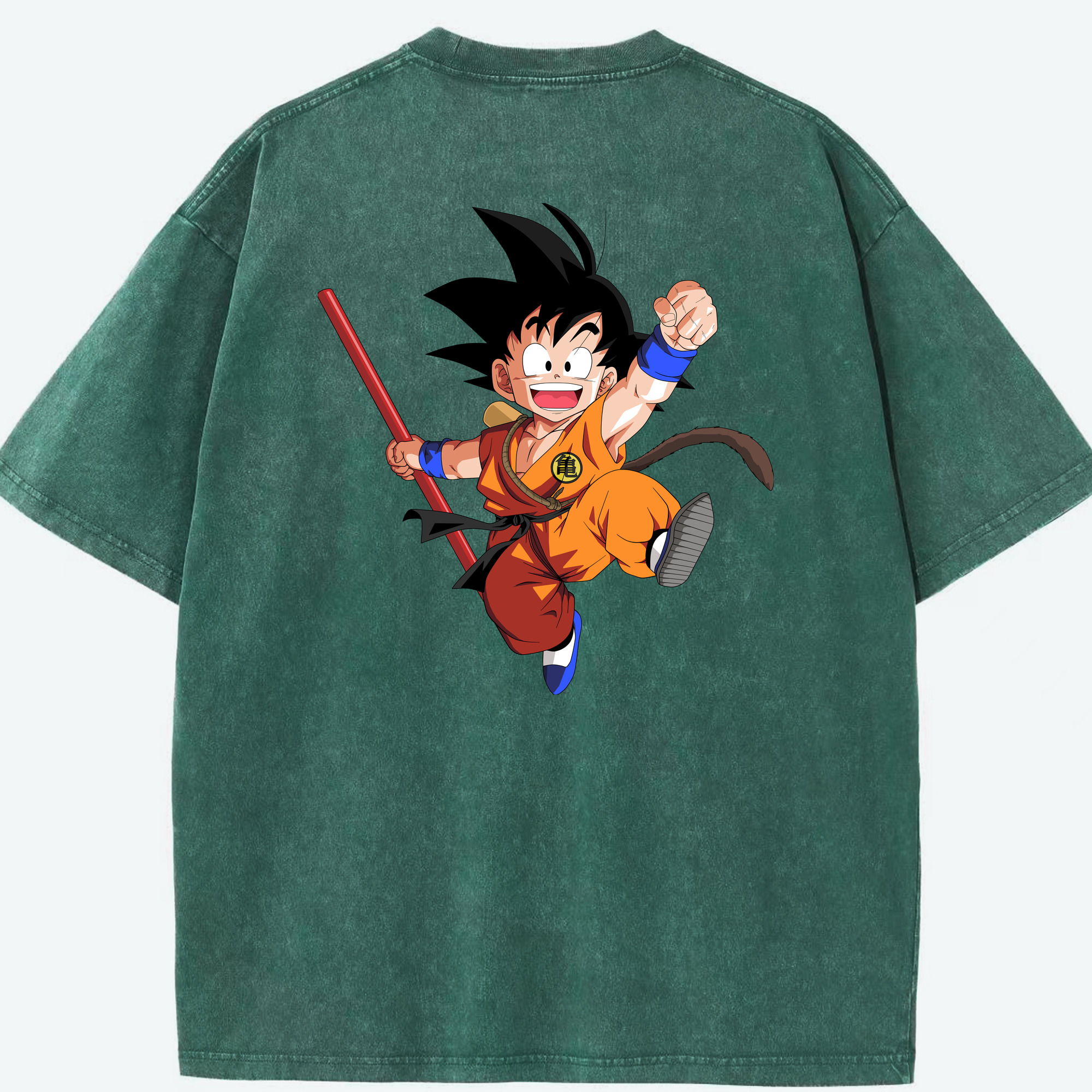 （画像用） ドラゴンボール 孫悟空（そん ごくう）Son Goku カカロット DRAGON BALL Kakarotto 綿100% ヴィンテージ風 半袖Tシャツ（背面プリント）